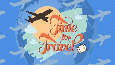 animation of time to travel text over planes