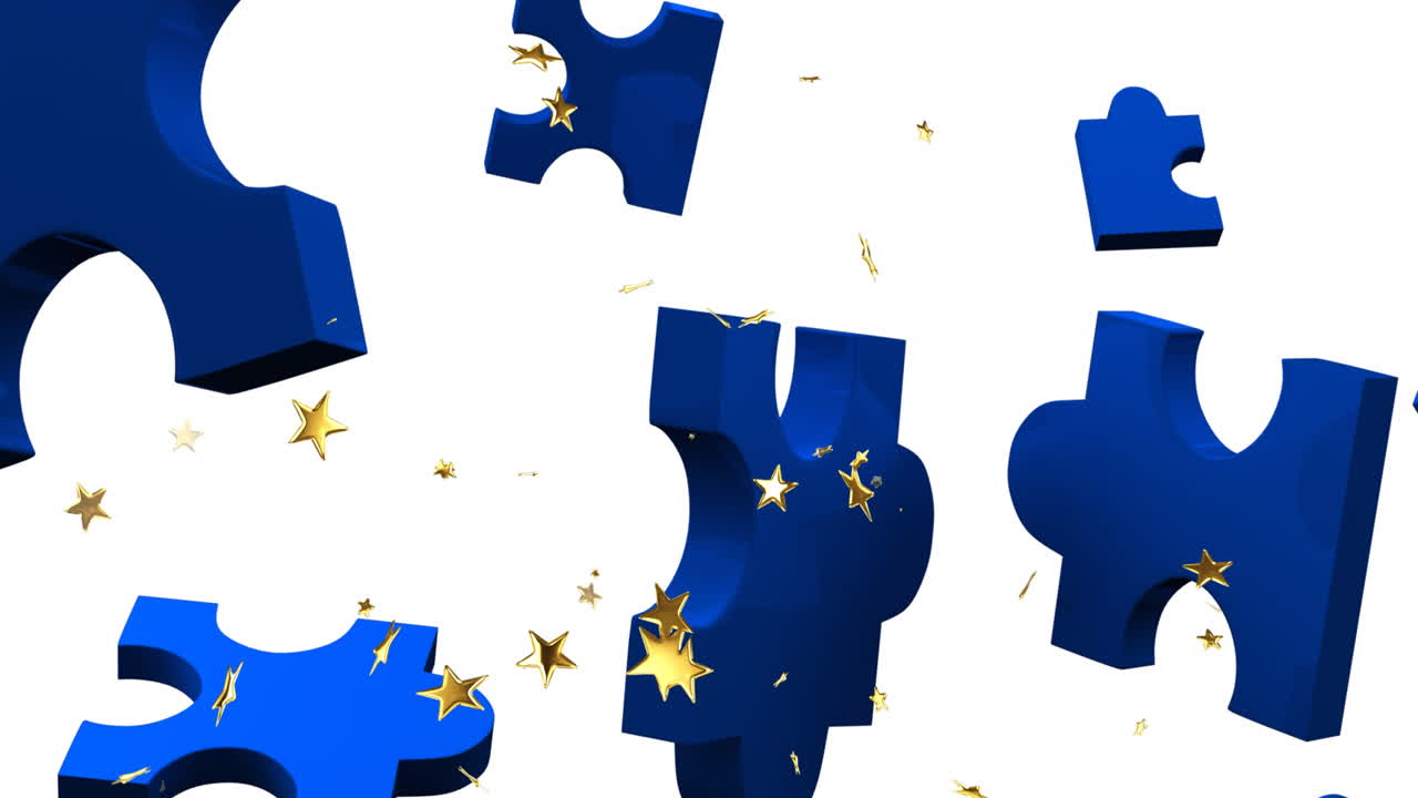 바탕에 떠다니는 별과 퍼즐의 애니메이션