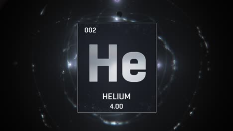 helium as element 2 of the periodic table 3d animation on silver background