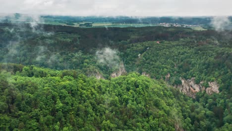 Vista-Aérea-De-Los-Vastos-Bosques-De-La-Famosa-Región-Kárstica-De-Moravia