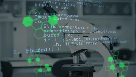 Animation-Der-Datenverarbeitung-über-Dem-Mikroskop-Im-Labor