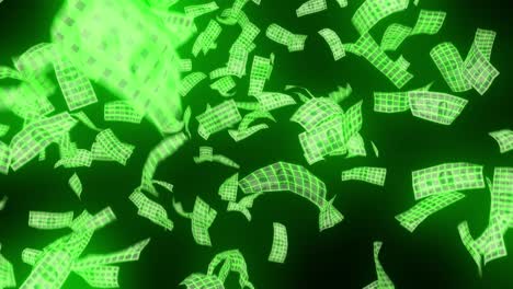 money neon 80s wireframe falling dollars arcade win usa currency make it rain 4k