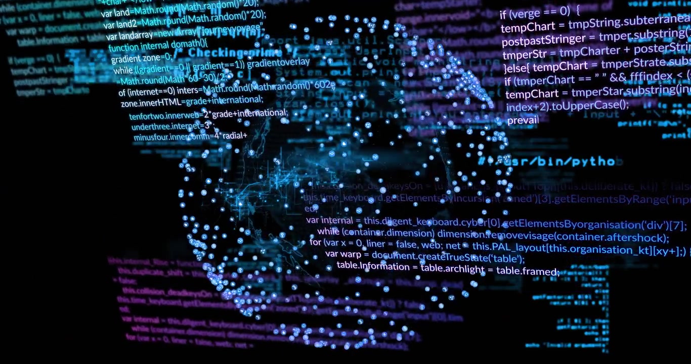 Digital Globe Surrounded by Floating Programming Code and Data Streams