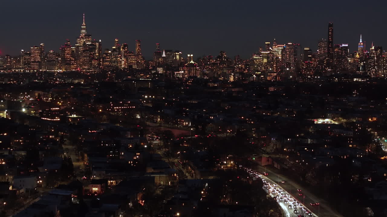 The New York City skyline at night