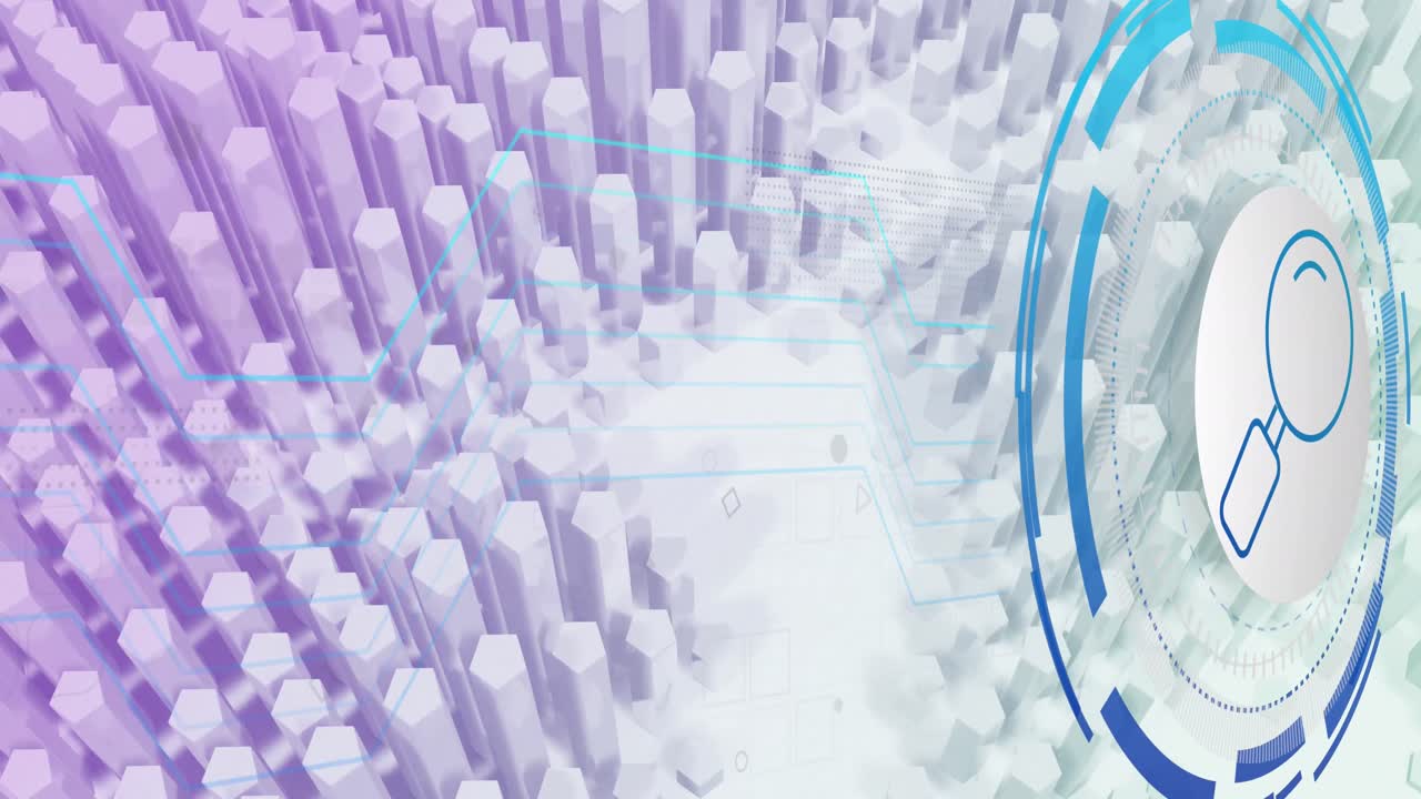 모양과  ⁇ 색 배경 위에 읽기 유리 아이콘으로 데이터 처리의 애니메이션