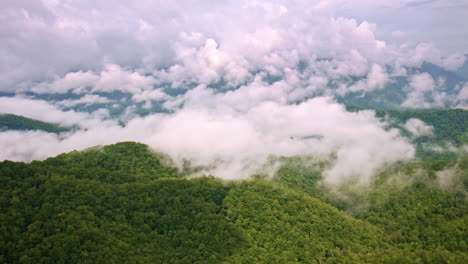 ethereal aerial shot of the great smoky mountains.