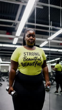 plus-size woman working out in a gym