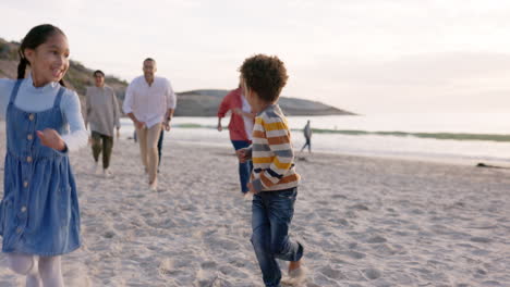 family, beach and running with parents excited