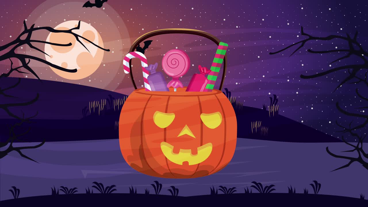 사탕과 함께 해피 할로윈 애니메이션 장면