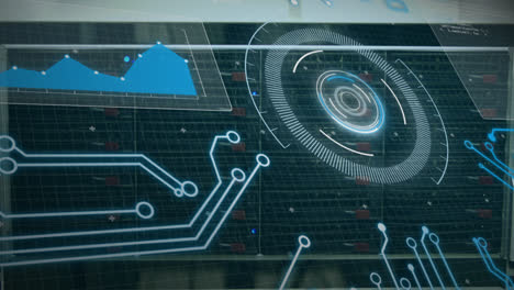 animation of digital scope over server room