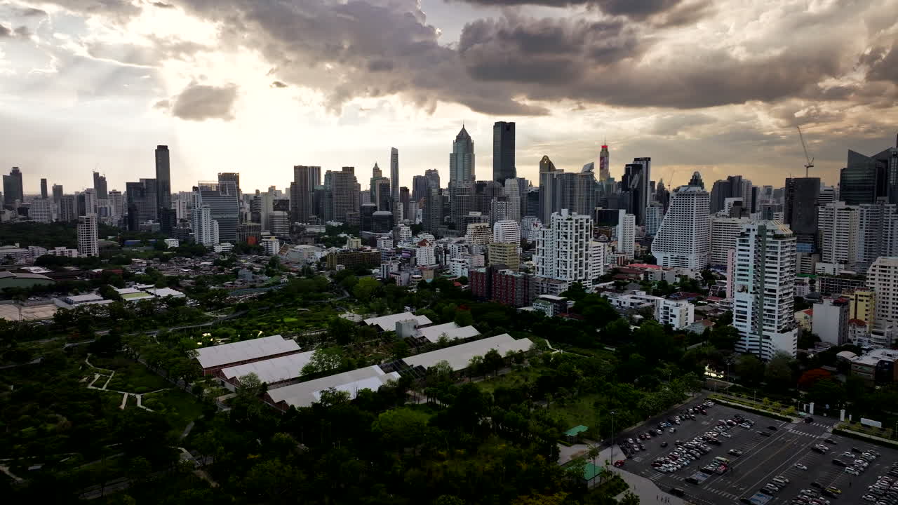 Famous Thailand landmark, Bangkok City nature location, aerial view