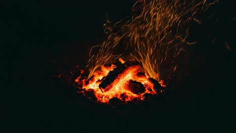 glowing ember fire pit with dancing sparks: a captivating visual of nature's fiery beauty amidst the dark night