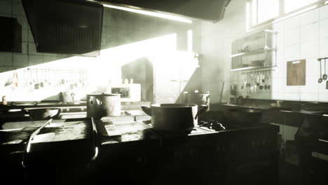 dirty kitchen with sunlight streaming in