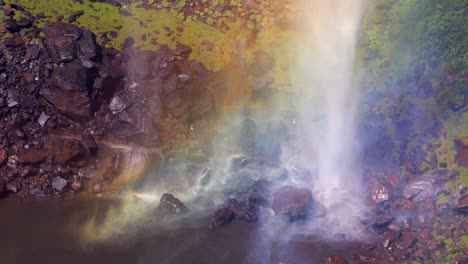 chapada dos guimarães national park, mato grosso, brazil - a mesmerizing view of misty waterfalls mingling with a rainbow at cachoeira véu da noiva - close up