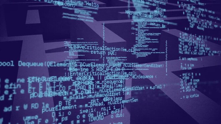 Animation of computer data processing over maze