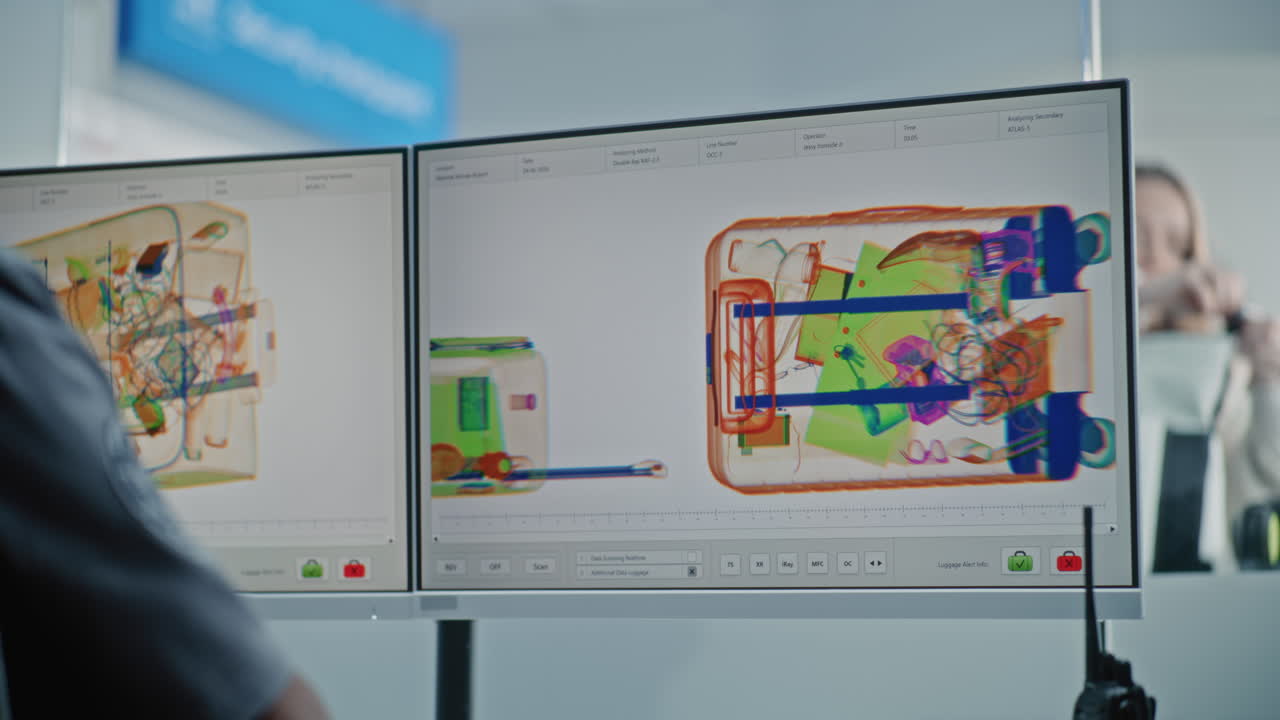 control de rayos x de seguridad del equipaje en el aeropuerto