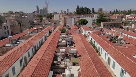 aerial first cypriot council houses(samanbahçe evleri) in nicosia, north cyprus