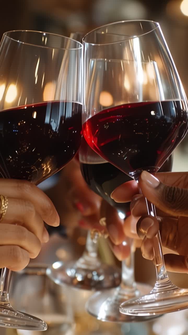 Celebratory Toast with Wine Glasses at a Festive Gathering Filled with Joy and Laughter, Highlighting the Essence of Togetherness and Good Times