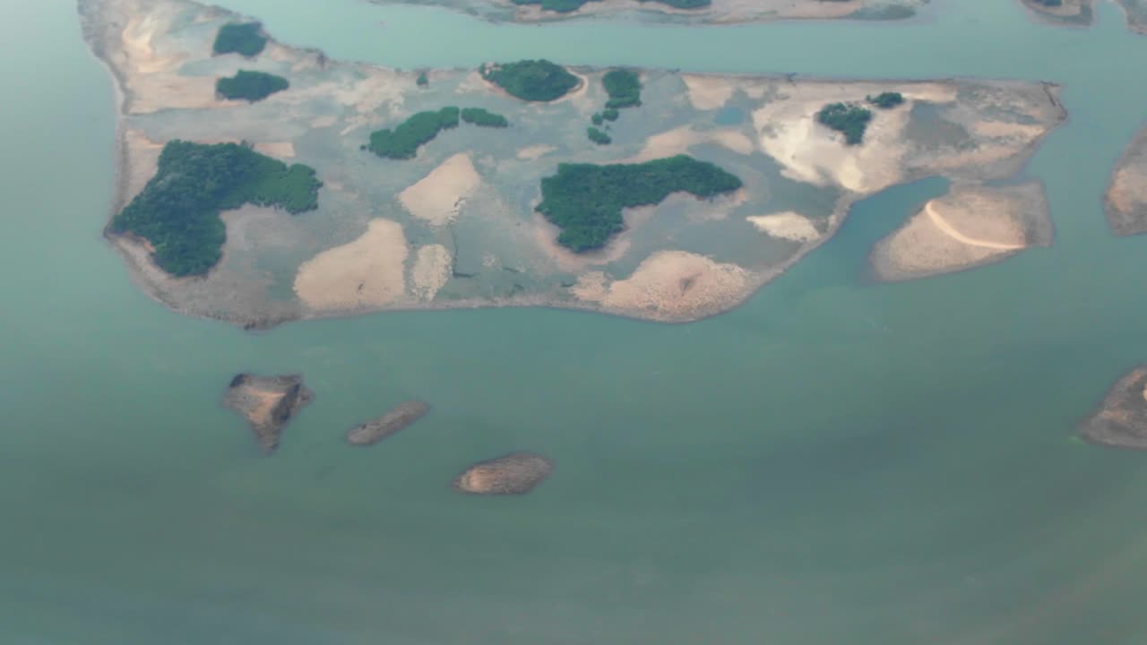 Aerial view of islands in a river