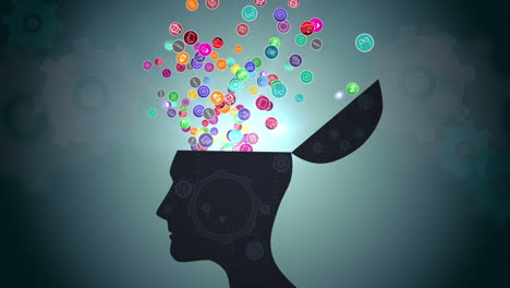 pensamientos que aparecen y se abren desde la cabeza
