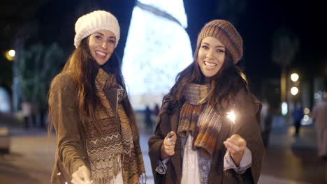 attractive young women having fun at christmas