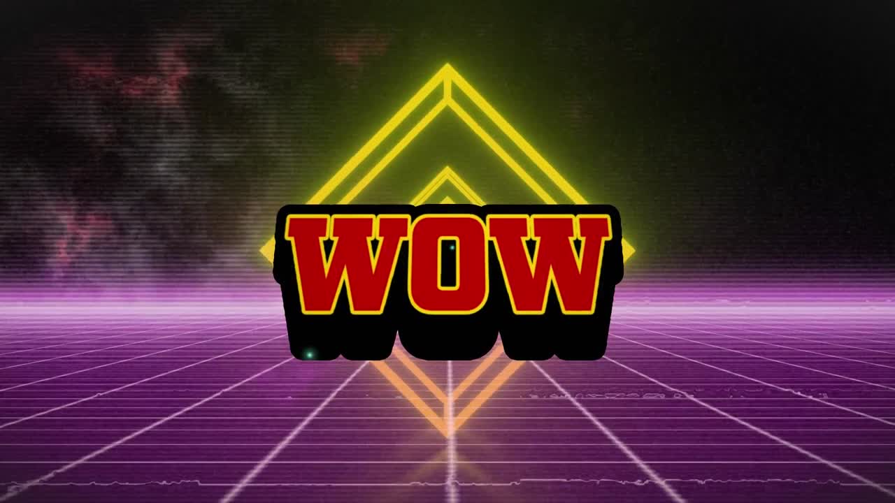 모양 위에 와우 텍스트의 애니메이션