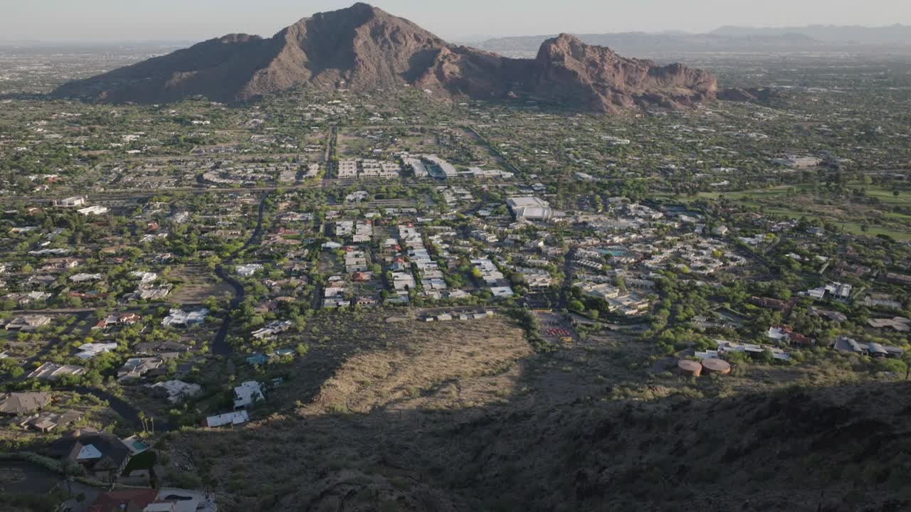 Drone shot of luxurious town of Paradise valley in Arizona, USA during daytime