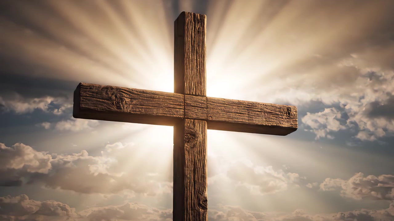Sfondo per Adorazione 4K: Croce Cristiana e Luce Celeste