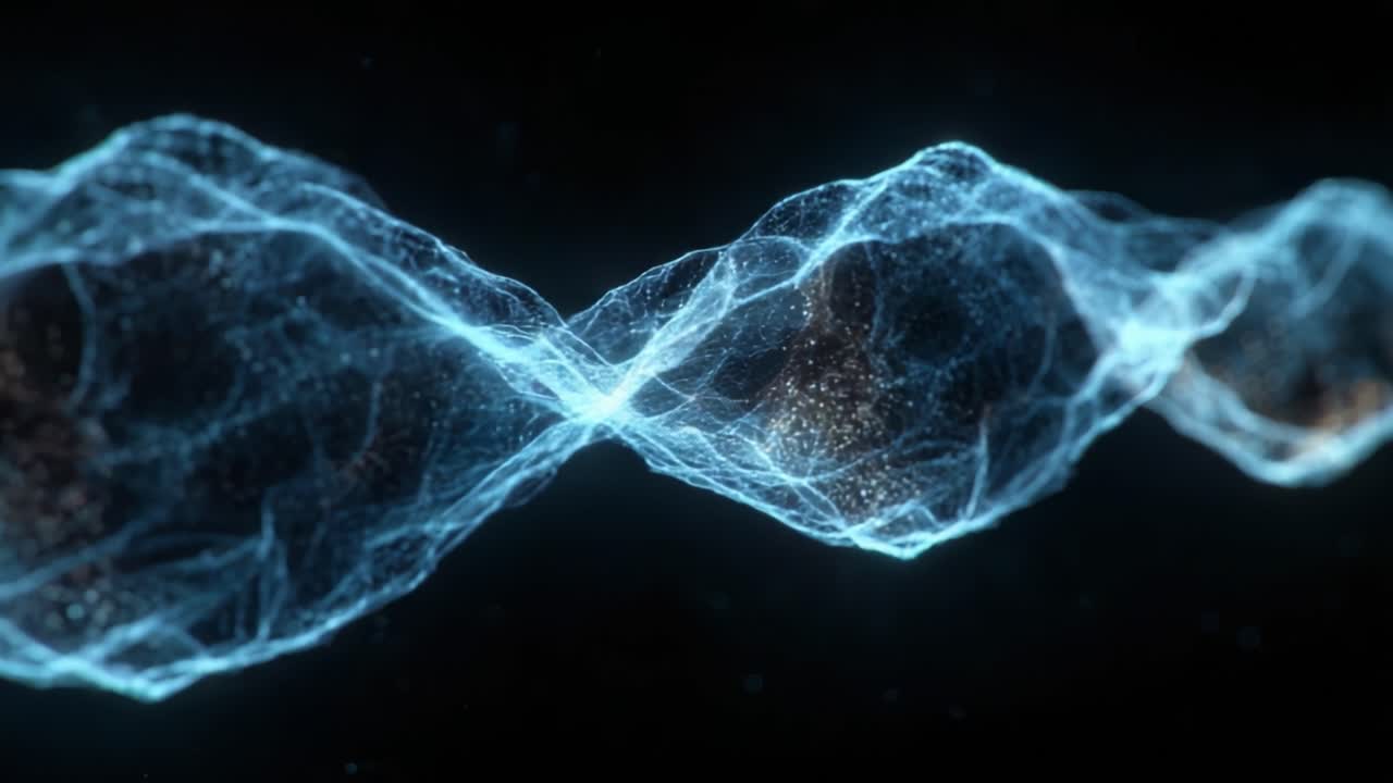 A Voyaging Wave of Cosmic Energy: An Ethereal Journey through a Digital Nebula Illuminated by Sparkling Stars and Vibrant Light Traces