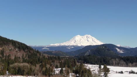 aerial drone footage of mt. rainier