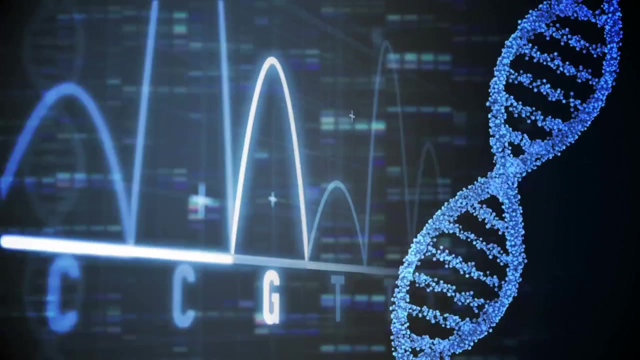 Animation of dna strand spinning and data processing