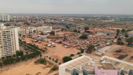 travelling front, drone, centrality of zango, luanda, angola, africa, contrasts, musseque versus new centrality