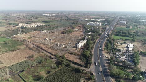 Drone-shot-of-indian-highway