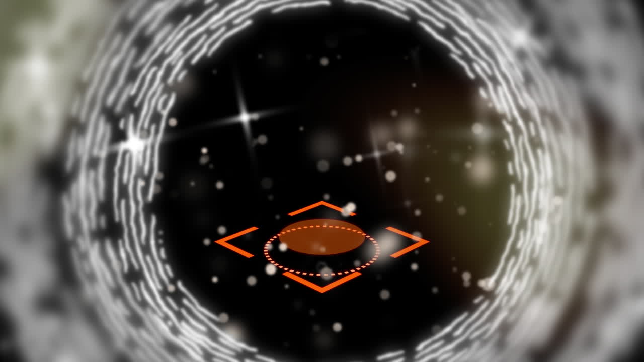 animación del marcador naranja con escaneo de alcance sobre fondo negro