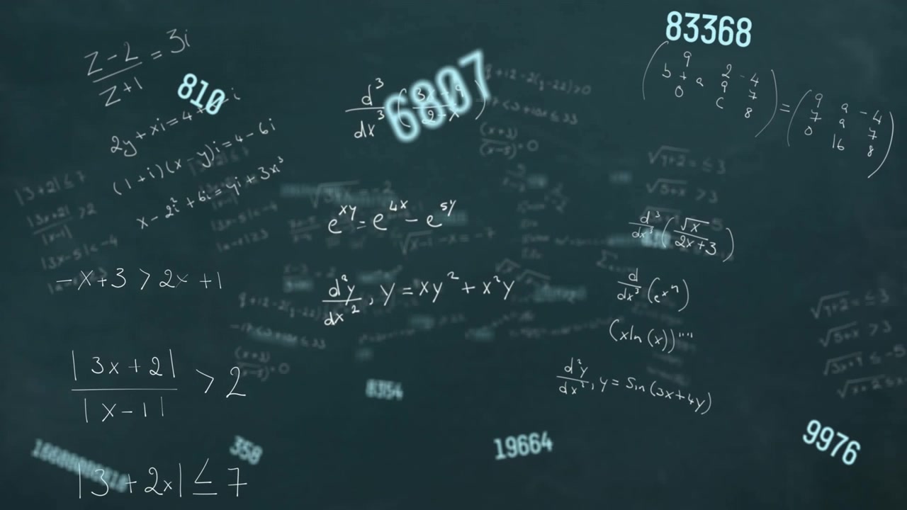 Animation of mathematical equations on green background