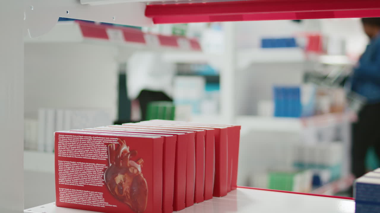 Pharmacy Shelves with Medicines and Health Products