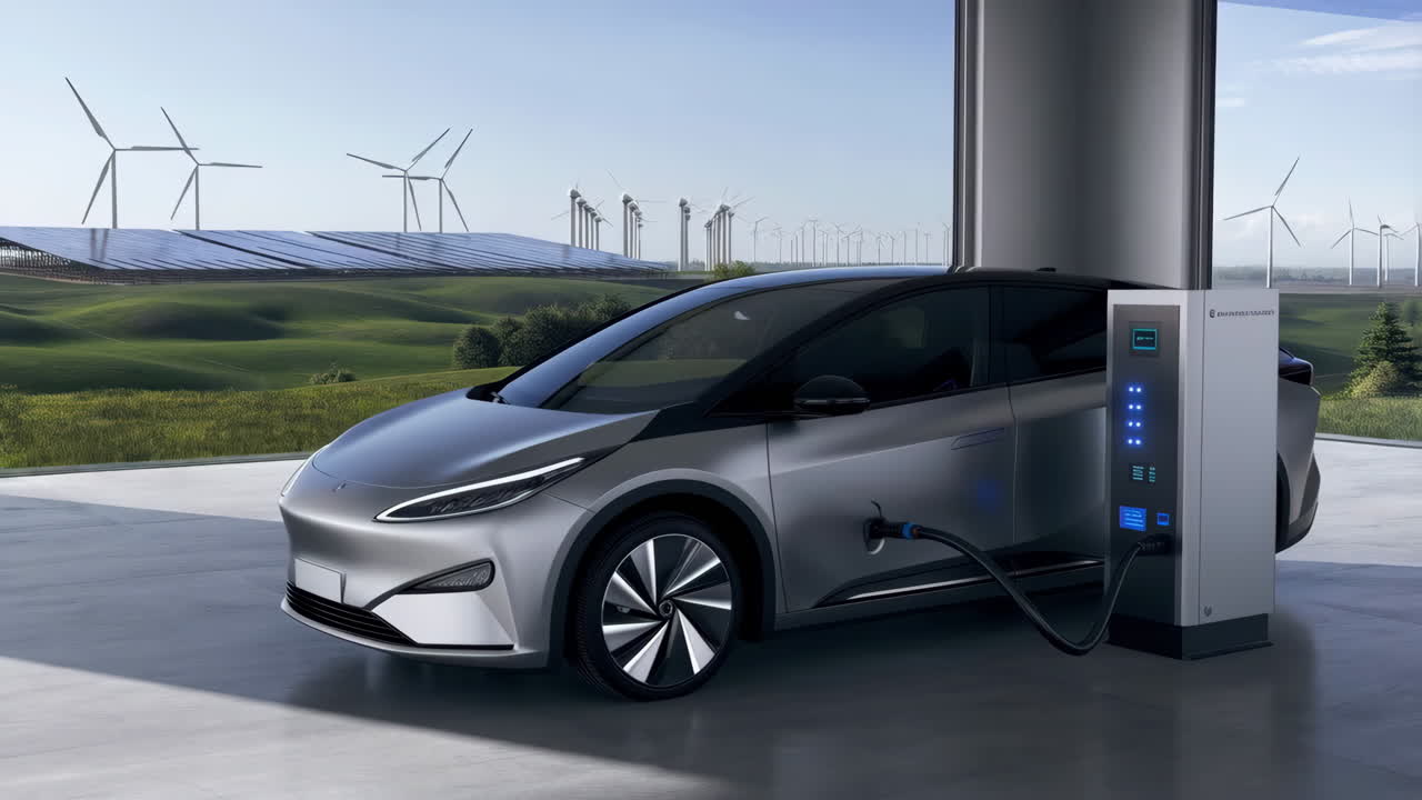 Electric Car Charging at a Renewable Energy Station