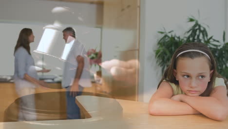 animación digital conceptual de un niño que sufre mientras los padres pelean 4k