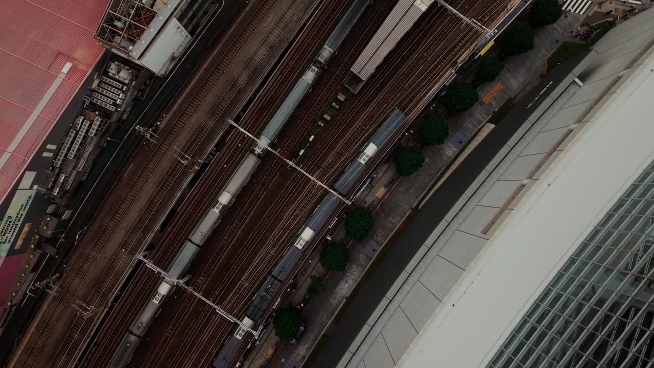 Aerial View of Train Tracks and City