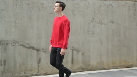 young handsome man walking