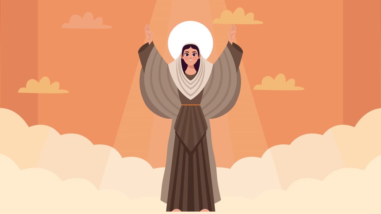 la virgen maría con el vestido marrón