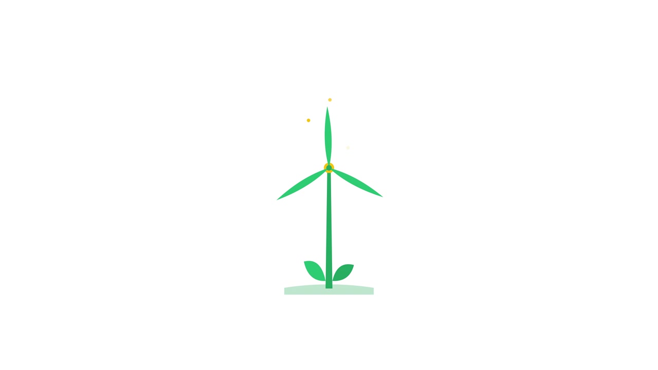 Animated Wind Turbine Growing from a Plant