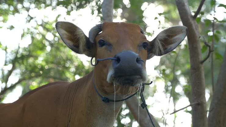 Close Up of A Cow Grazing