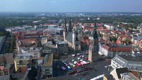 market square with the red tower and st