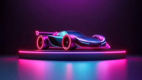 neon futuristic car on a platform