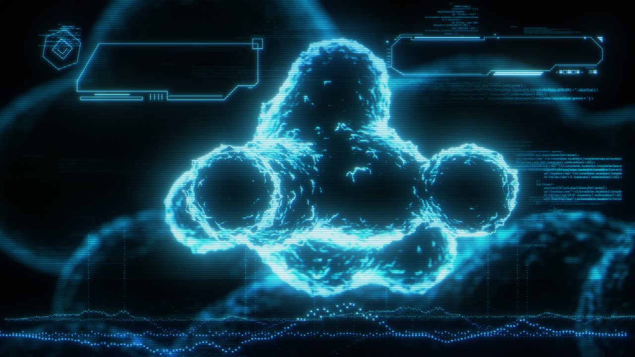 Digital Display Micrograph Cell Formation Rotating Background with Data Loop