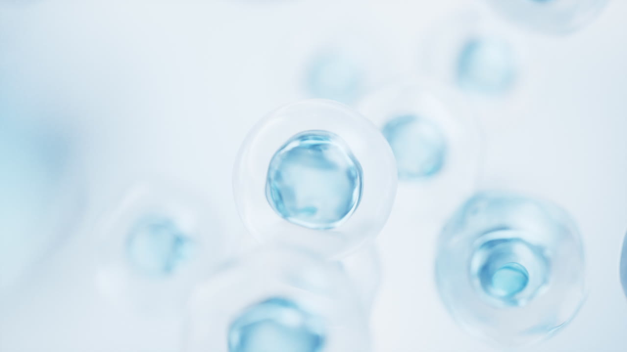 투명한 파란 세포 배경, 3d 렌더링