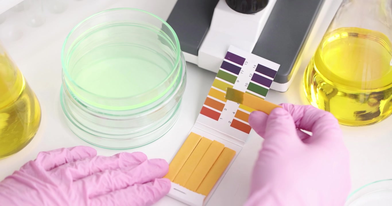 Barevné chemické testování v laboratoři zdůrazňuje proces experimentování s různými