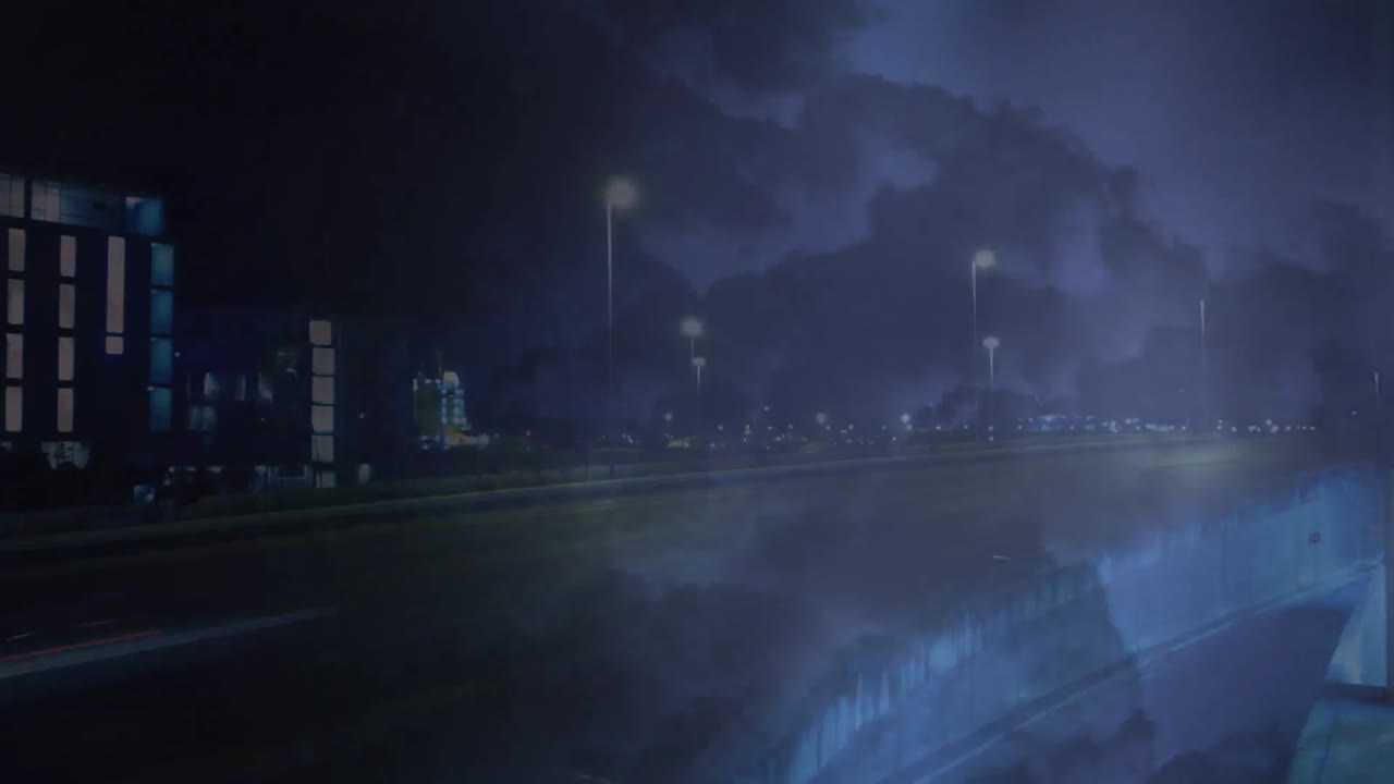 Highway on a stormy night