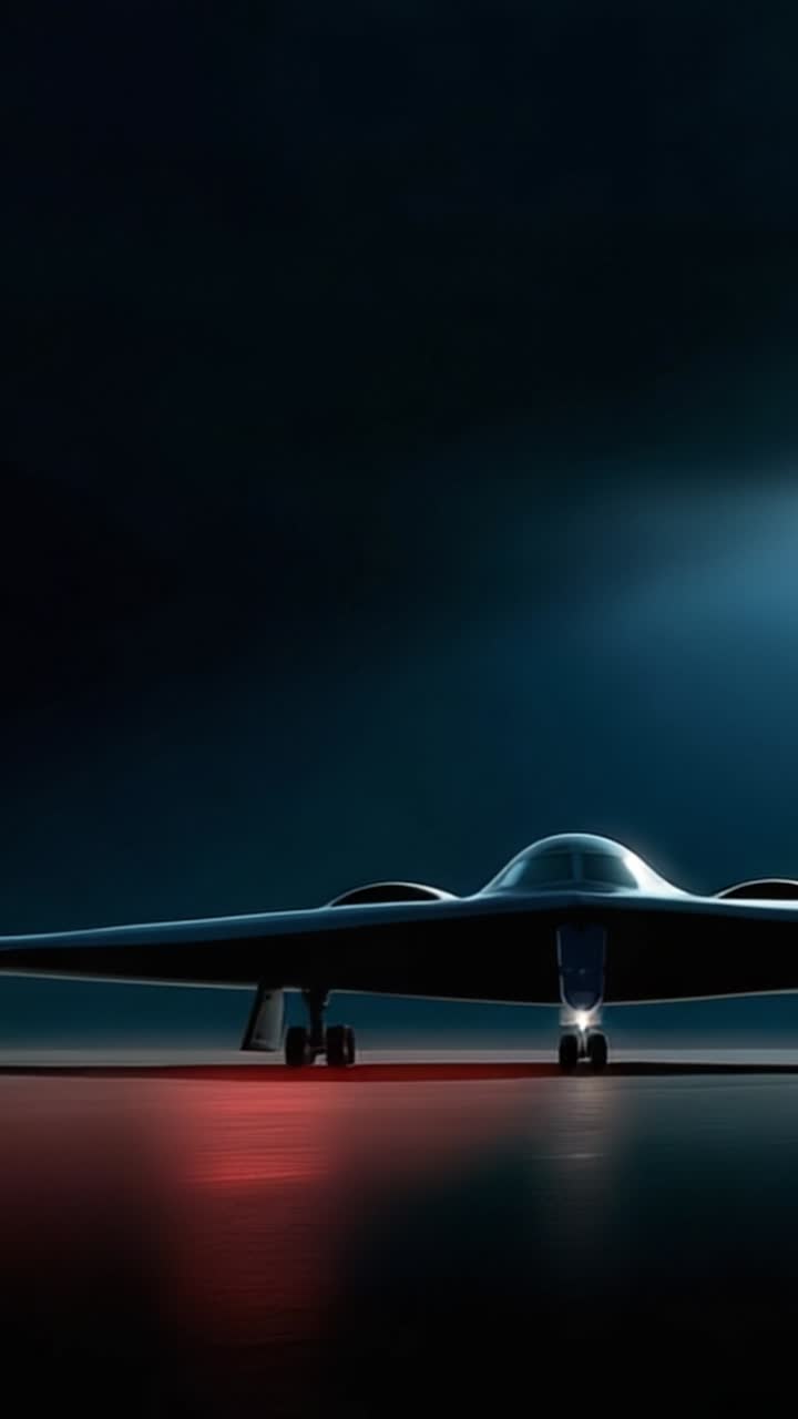 Futuristic Aircraft in Dim Lighting: An Exploration of Aerodynamic Design and Advanced Technology Highlighted in a Cinematic Setting